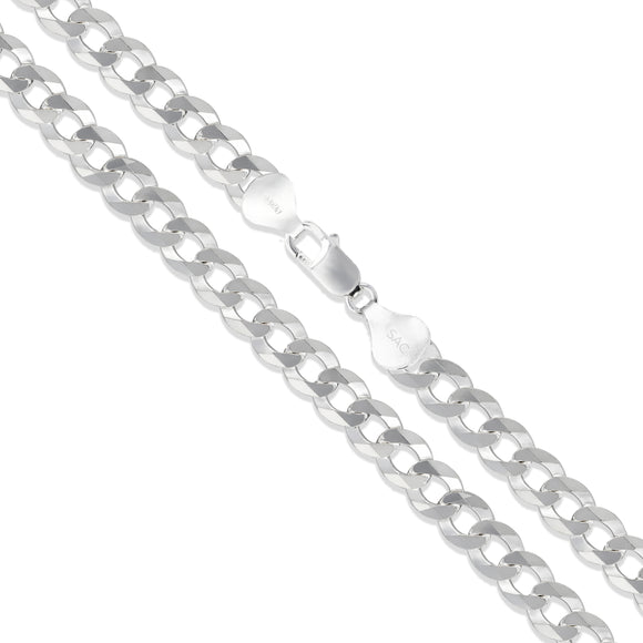Curb 150 - 6.7mm - Sterling Silver Flat Curb Chain Necklace