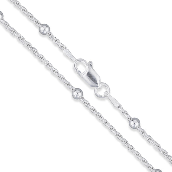 Rope Bead 030 - 1.3mm - Sterling Silver Rope 3mm Bead Chain Necklace