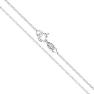 Box Rhodium Plated 019 - 1.0mm - Sterling Silver Diamond-Cut Box Chain Necklace