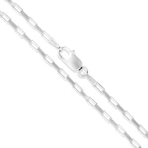 Long Box 035 - 1.7mm - Sterling Silver Diamond-Cut Long Box Chain Necklace