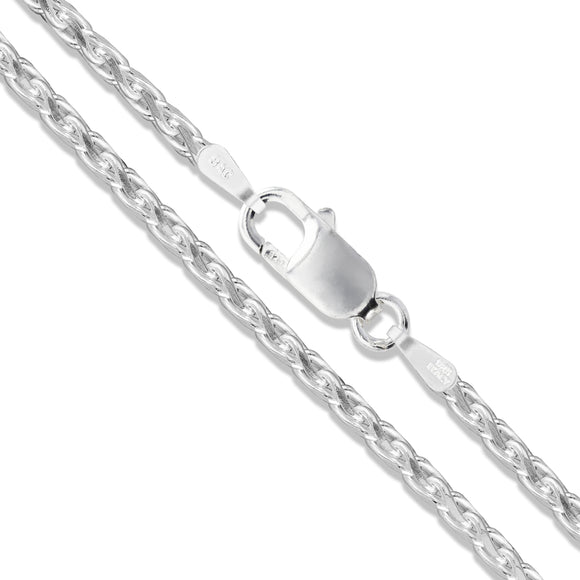 Wheat Diamond-Cut 060 - 2mm - Sterling Silver Wheat Diamond-Cut Chain Necklace