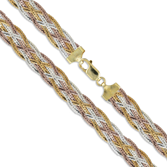 Herringbone 6 Braid 040 - 9mm - Sterling Silver 6 Braid Chain Necklace