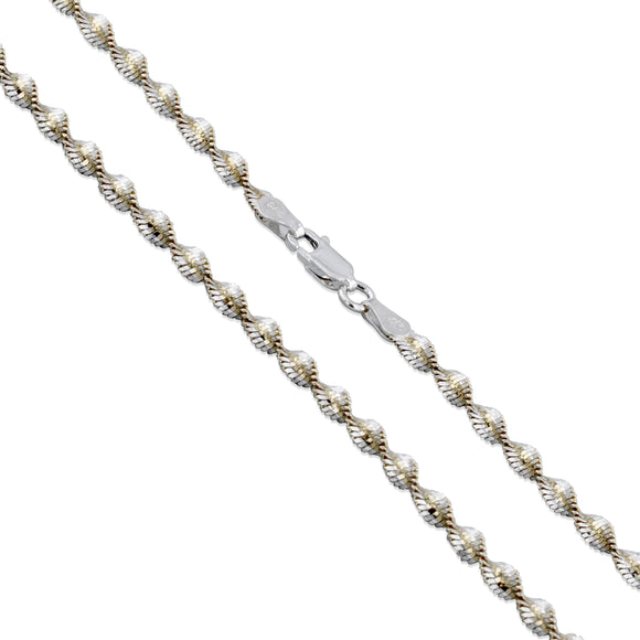 Herringbone 2 Tone Twist 040 - 3.4mm - Sterling Silver Chain Necklace