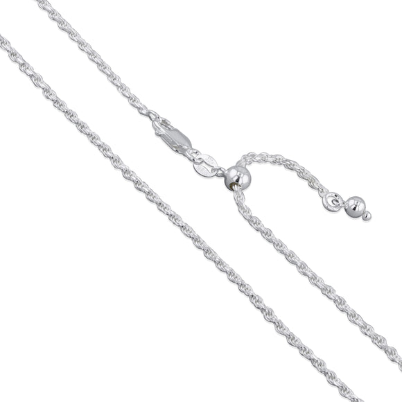 Rope Adjustable 025 - 1.1mm - Sterling Silver Rope Adjustable Chain Necklace