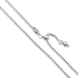 Rope Adjustable 040 - 1.8mm - Sterling Silver Rope Adjustable Chain Necklace