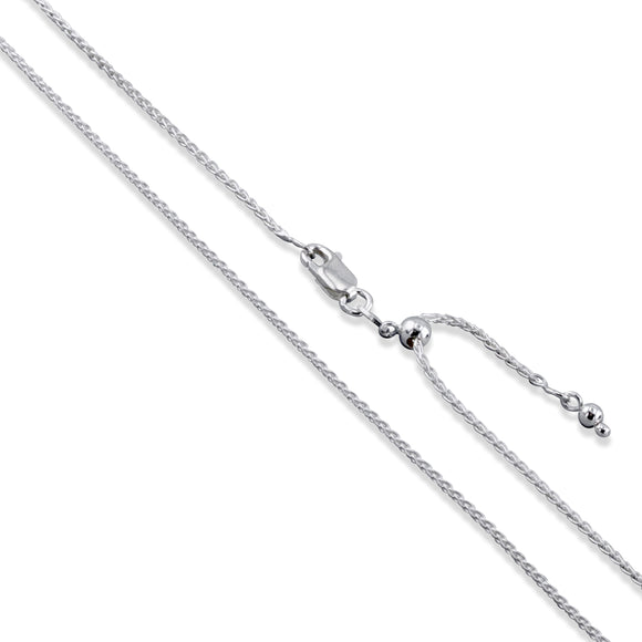 Wheat Adjustable 030 - 1.2mm - Sterling Silver Wheat Adjustable Chain Necklace