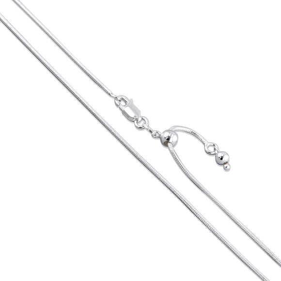 Snake Adjustable 030 - 1.3mm - Sterling Silver Snake Adjustable Chain Necklace