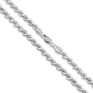 Rope Hollow 080 - 4mm - Sterling Silver Rope Hollow Chain Necklace