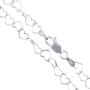 Heart 040 - 3mm - Sterling Silver Heart Chain Necklace