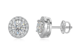 Sterling Silver VVS1 Moissanite Stud Solitaire Halo Screw Back 0.75 ct Earrings