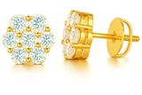 Gold Over Sterling Silver VVS1 Moissanite Stud Flower Screw Back 0.75ct Earrings
