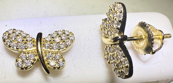 Gold Over Sterling Silver VVS1 Moissanite Butterfly Screw Back 0.76 ct Earrings