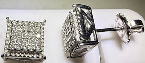 Sterling Silver VVS1 Moissanite Stud Square Micro Screw Back 0.5 ct 925 Earrings