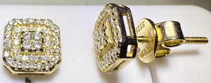 Gold Over Sterling Silver VVS1 Moissanite Stud Halo Screw Back 0.29 ct Earrings