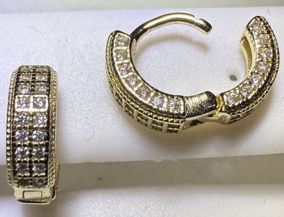 Gold Over Sterling Silver VVS1 Moissanite Hinge Hoops Snap Huggie 1 ct Earrings