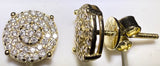 Gold Over Sterling Silver VVS1 Moissanite Stud Circle Screw Back 0.48ct Earrings