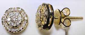 Gold Over Sterling Silver VVS1 Moissanite Stud Circle Screw Back 0.5 ct Earrings