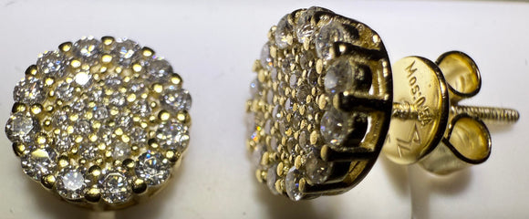 Gold Over Sterling Silver VVS1 Moissanite Stud Pave Screw Back 0.54 ct Earrings