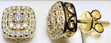 Gold Over Sterling Silver VVS1 Moissanite Stud Halo Screw Back 0.84 ct Earrings