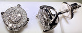 Sterling Silver VVS1 Moissanite Stud Circle Pave Halo Screw Back 0.23ct Earrings