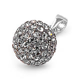 Sparkly Ball Pendant Clear Rhinestone .925 Sterling Silver Disco Studded Charm
