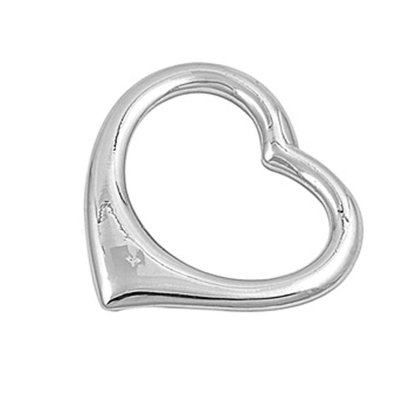 Open High Polish Heart Pendant .925 Sterling Silver Hanging Floating Charm