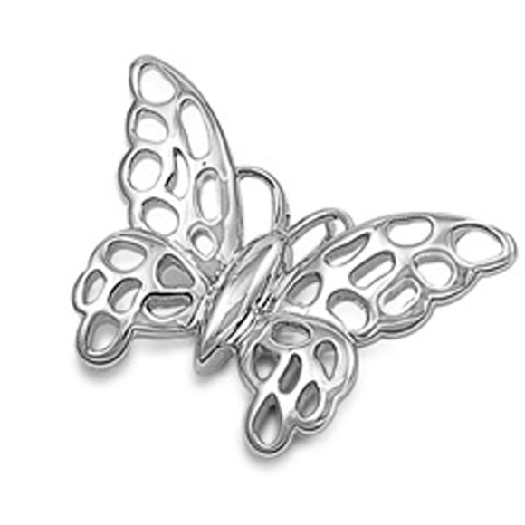 Detailed Animal Cutout Wing Butterfly Pendant .925 Sterling Silver Insect Charm