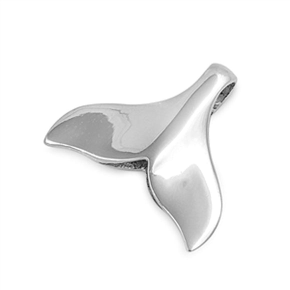 Animal High Polish Whale Tail Pendant .925 Sterling Silver Swim Dolphin Charm
