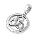 Cutout Circle Celtic Triquetra Knot Pendant .925 Sterling Silver Trinity Charm