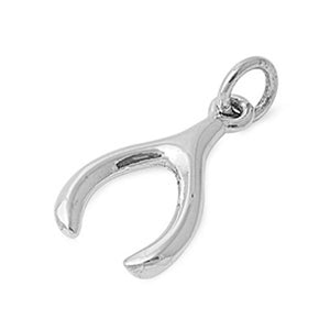 High Polish Wishbone Pendant .925 Sterling Silver Good Luck Superstition Charm