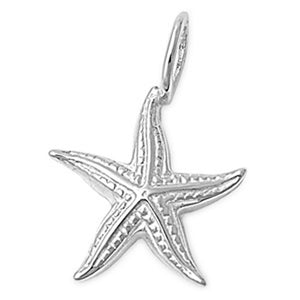 High Polish Animal Realistic Starfish Pendant .925 Sterling Silver Ocean Charm