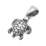 Realistic Animal Oxidized Turtle Pendant .925 Sterling Silver Cute Charm