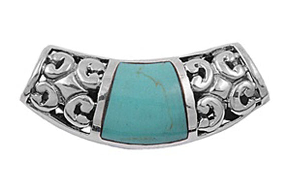 Bohemian Arc Slide Pendant Simulated Turquoise .925 Sterling Silver Charm