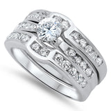 White CZ Elegant Polished Ring Set New .925 Sterling Silver Band Sizes 5-10