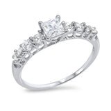 Square White CZ Beautiful Wedding Ring New .925 Sterling Silver Band Sizes 4-12