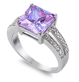 Lavender CZ Modern Shine Bridal Ring New .925 Sterling Silver Band Sizes 5-10
