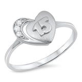 Sterling Silver Girl's Quinceañera 15th Birthday Ring Love Band 11mm Sizes 4-9