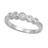 Round White CZ Fashion Bezel Wedding Ring .925 Sterling Silver Band Sizes 5-10