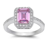 Sterling Silver Woman's Pink Ice CZ Fashion Ring Cute 925 Band 10mm Sizes 4-12
