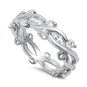 White CZ Criss Cross Infinity Stackable Ring 925 Sterling Silver Band Sizes 5-10