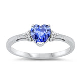 Tanzanite CZ Heart Promise Ring New .925 Sterling Silver Band Sizes 4-12