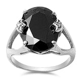 Star Black CZ Beautiful Ring New .925 Sterling Silver Band Sizes 5-10