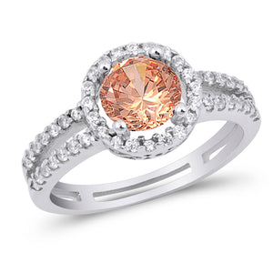 Champagne CZ Engagement Solitaire Ring New .925 Sterling Silver Band Sizes 5-10