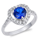 Blue Sapphire CZ Beautiful Heart Ring New .925 Sterling Silver Band Sizes 5-9