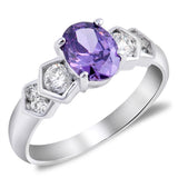 Oval Lavender CZ Solitaire Wedding Ring New .925 Sterling Silver Band Sizes 5-9