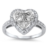Clear CZ Heart Shine Promise Cute Ring New .925 Sterling Silver Band Sizes 4-11