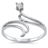 White CZ Crossover Swirl Modern Ring New .925 Sterling Silver Band Sizes 4-9