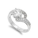 Clear CZ Swirl Abstract Bridal Polished Ring 925 Sterling Silver Band Sizes 5-10