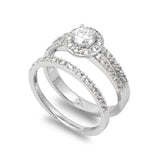 Sterling Silver Designer Engagement Ring Wedding Band Bridal Set CZ Sizes 5-10