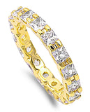 Gold Tone Eternity Stackable White CZ Ring .925 Sterling Silver Band Sizes 5-10